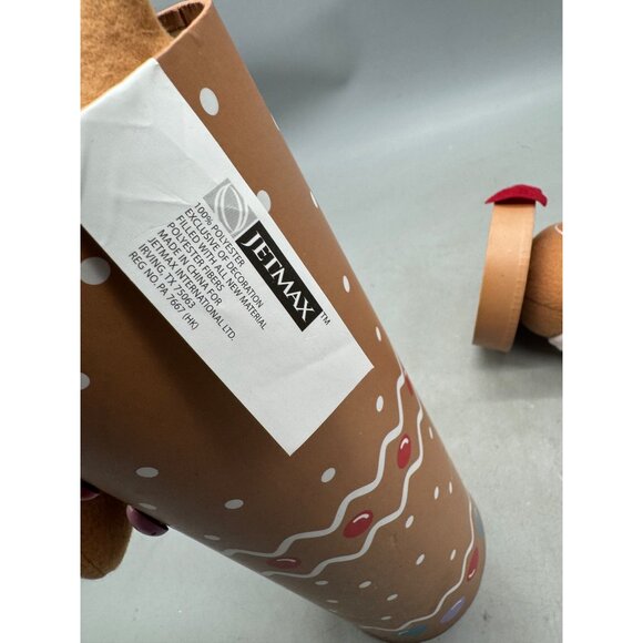 Jetmax Gingerbread Man Decorative Christmas Container With Santa Hat 16" READ - Picture 8 of 10